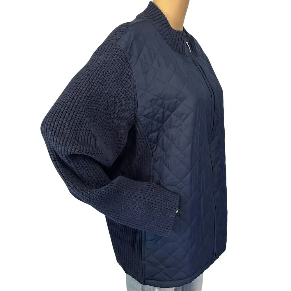 NWT Croft & Barrow Quilted Sweater Jacket Navy Blue Plus Size 3X - Picture 3 of 10